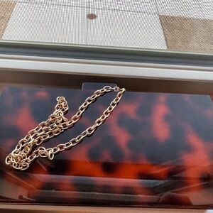 J.Crew Tortoiseshell Acrylic Box Clutch w/ Gold Chain